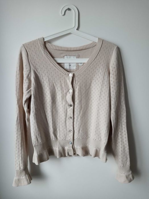 Tanio H&M Sweter lekki sweterek rozmiar 38 bawełna nad morze beżowy
