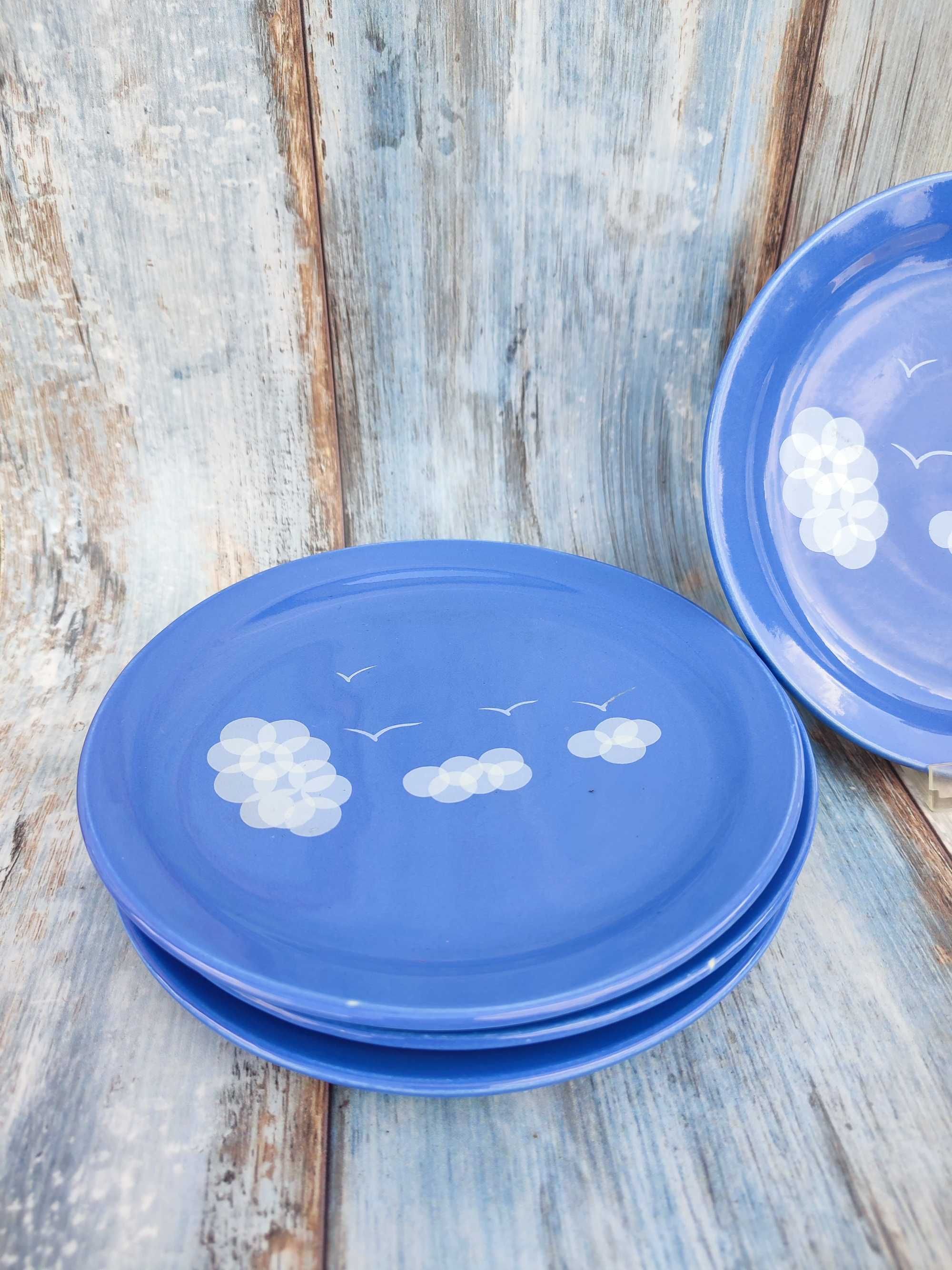 Ceramiczne talerze Obiadowe/deserowe- chmurki - vintage