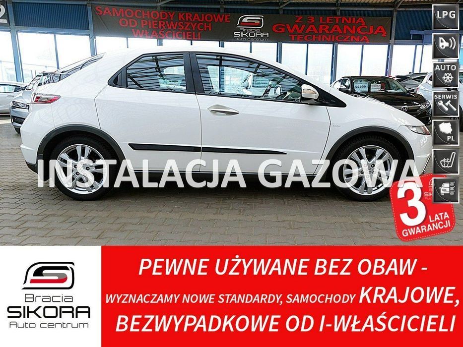 Honda Civic 1,8i 16V 140KM INSTALACJA GAZOWA do 2033 Roku Biała PERŁA Kraj Bezwyp