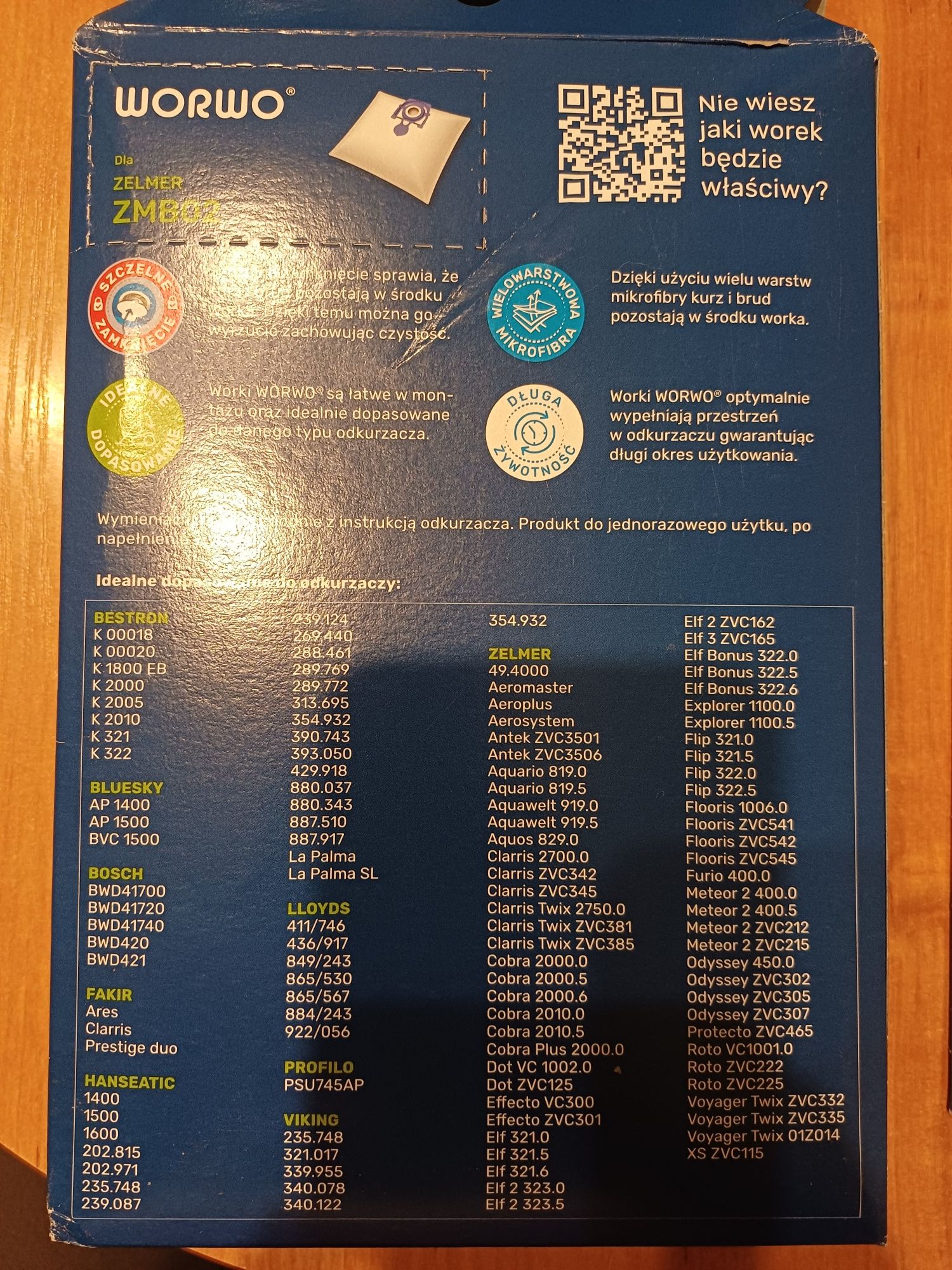 Worki do odkurzacza Zelmer 8 szt Jedne  ZMB02 a drugie ZMBO3K