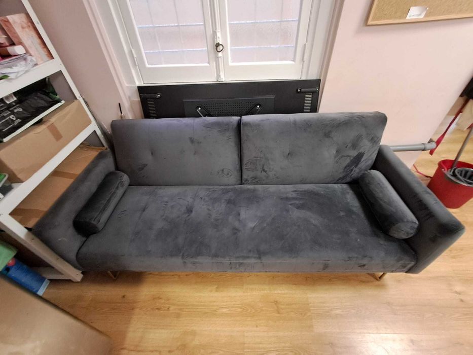 Sofá-Cama JEHRD 3 Lugares Cinza