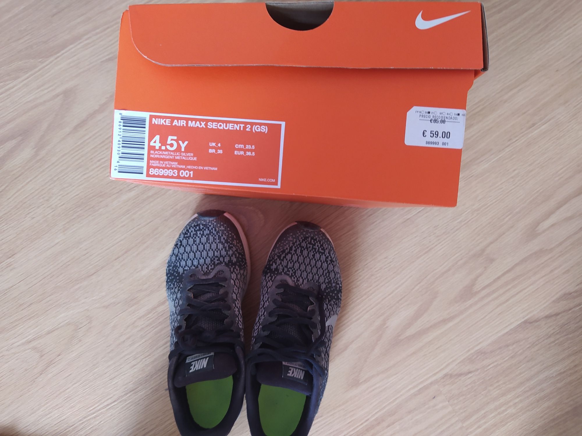 Ténis Nike Air Max Sequent 2 (GS) tamanho 36,5