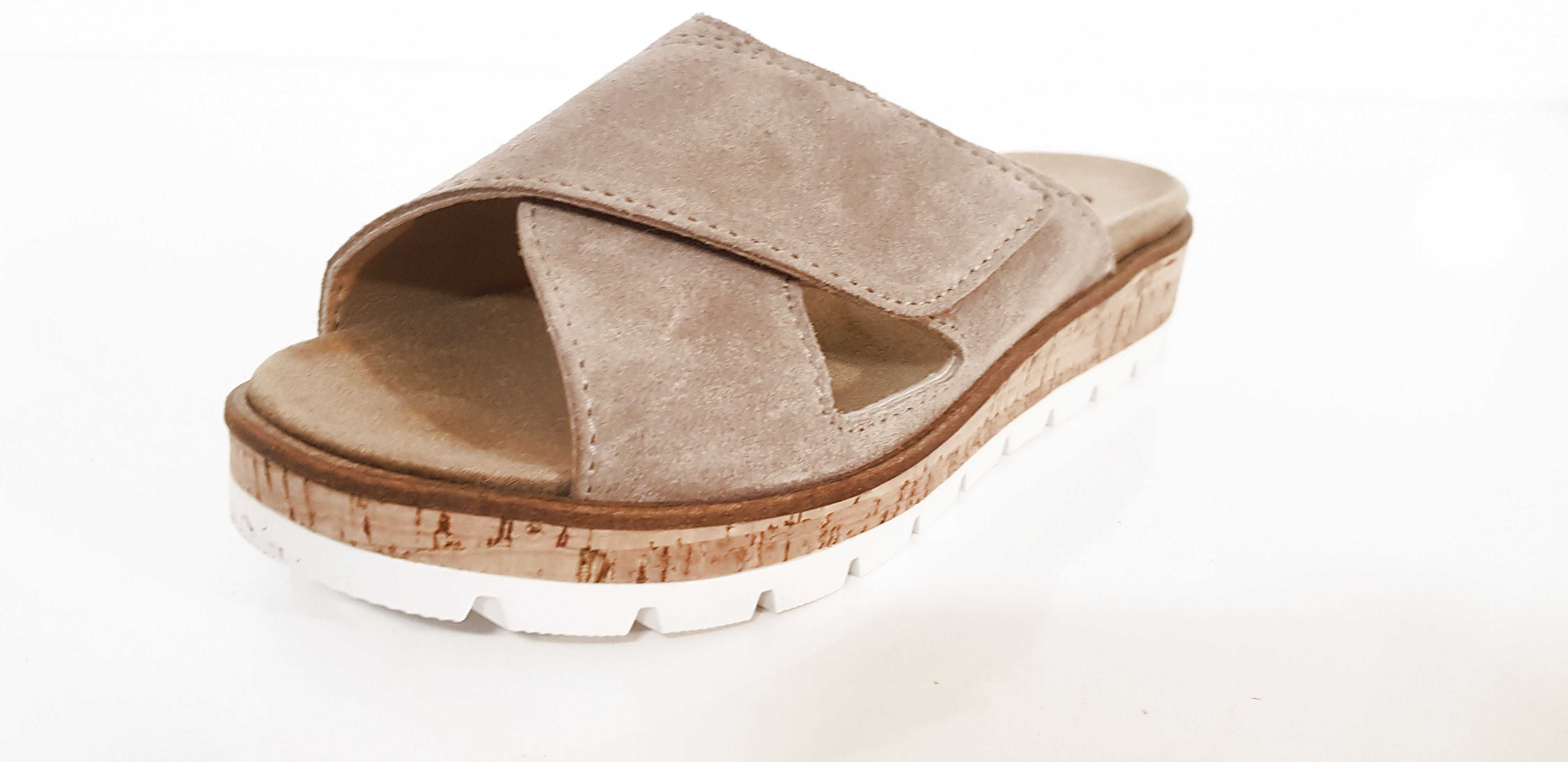 Klapki damskie Comfortabel skóra beż komfort rozmiar 36,37,38,39,40