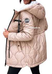 Pikowana jesienna wiosenna cienka kurtka damska puch kod kreskowy XL