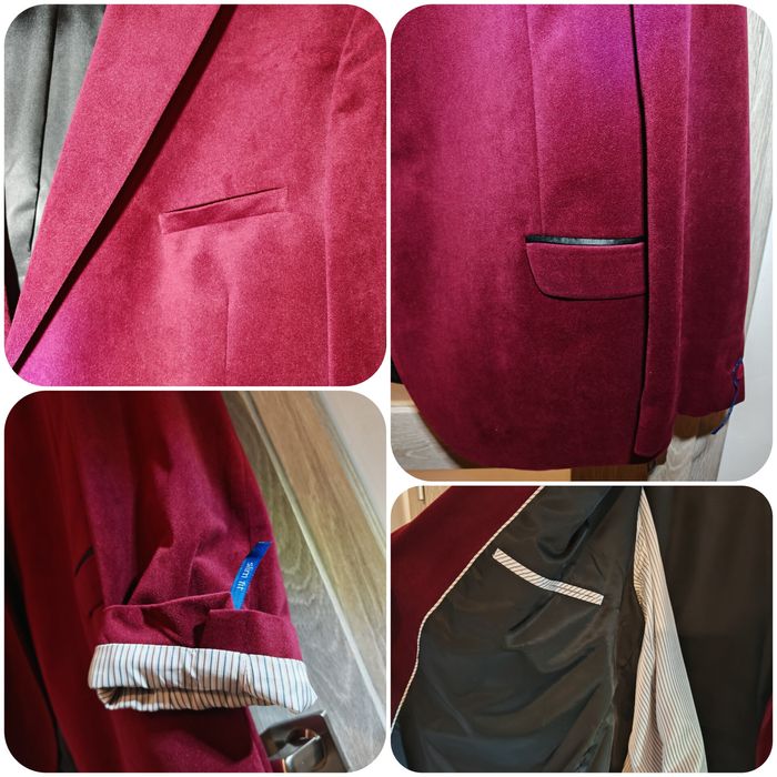 Piękna Aksamitna Marynarka Bordo z pokrowcem