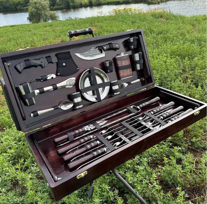 Набір шампурів ручної роботи / шампура в кейсі - подарунок чоловіку !