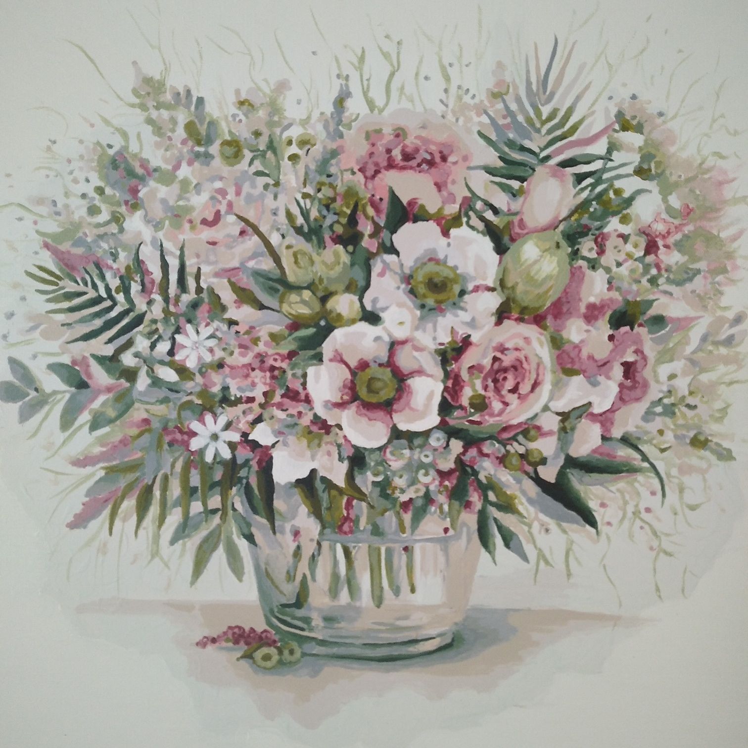Duży Obraz 50x50 kwiaty ręcznie malowany akryl
