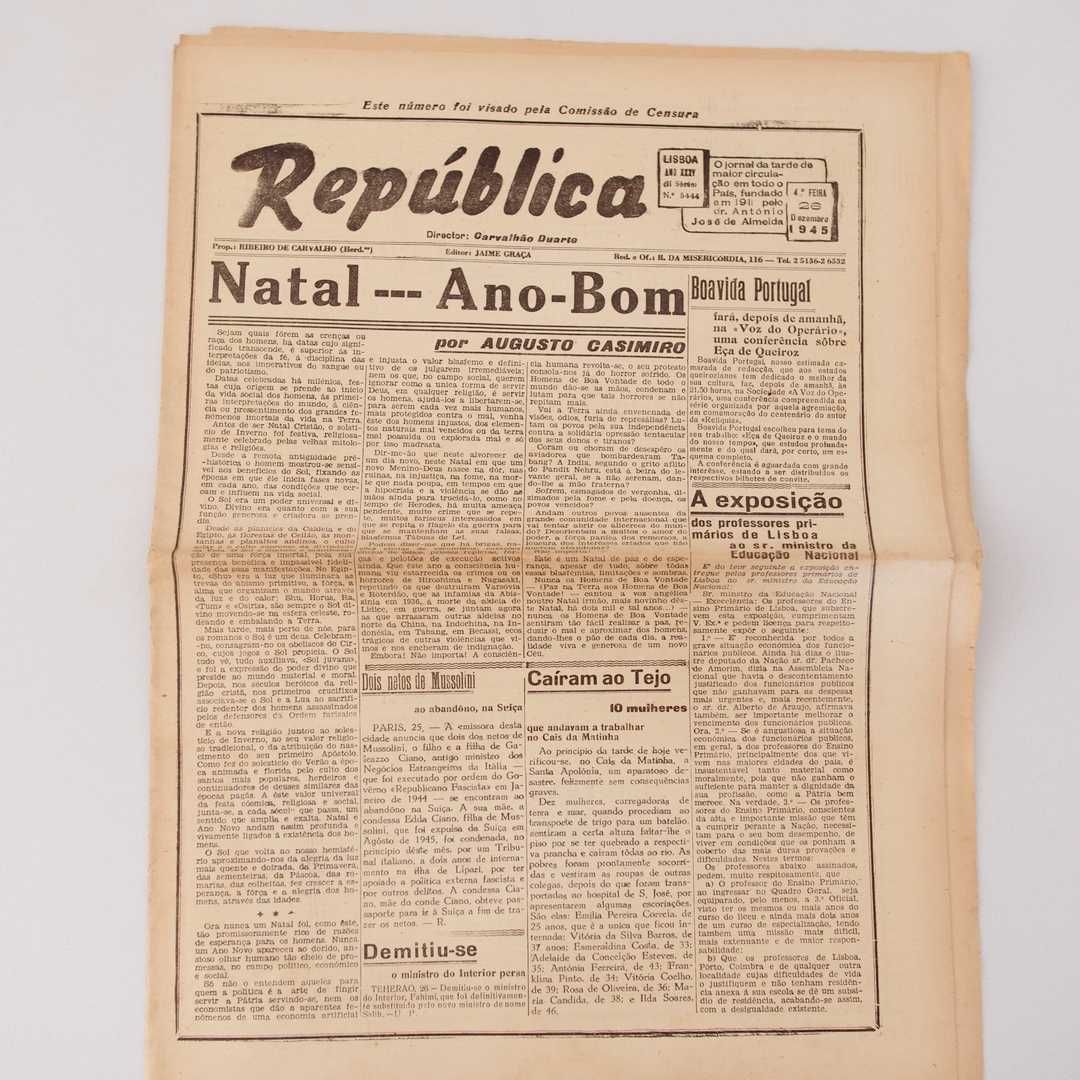 Jornal "A República" - 26 de dezembro de 1945