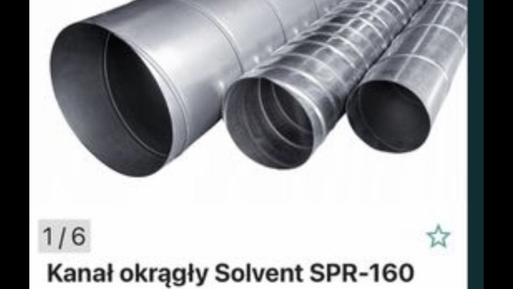 Rura wentylacyjna Kanał okrągły Solvent SPR-160 1,5m nowe 4sztuki