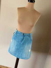 Spodnica +size 46 44 jeans przetarcia jasna modna lato wiosna trend
