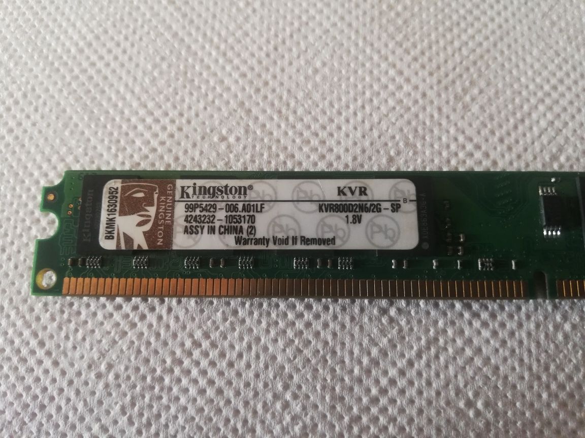 Memória RAM Kingston  ddr2 de 2gb PC2-6400S 800mhz