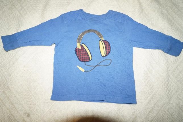 Bluza niebieska słuchawki Baby Gap r. 80
