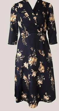 Vestido azul floral midi NOVO