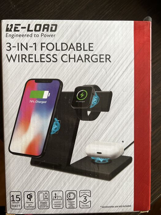 Бездротова зарядка 3 в 1, для телефону/годинника/навушників