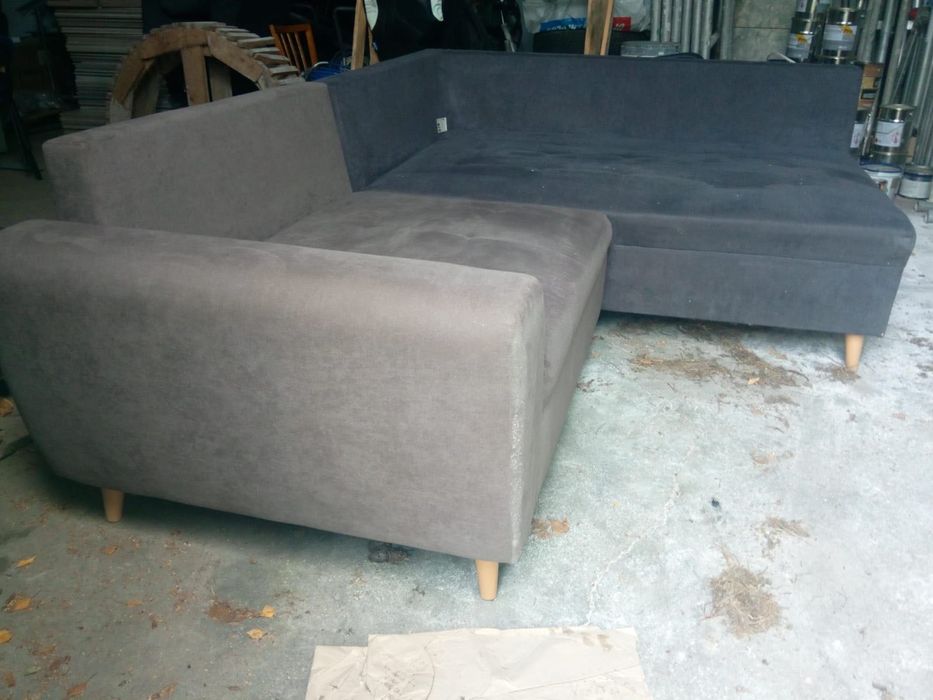 duża wygodna kanapa sofa szarobrązowa