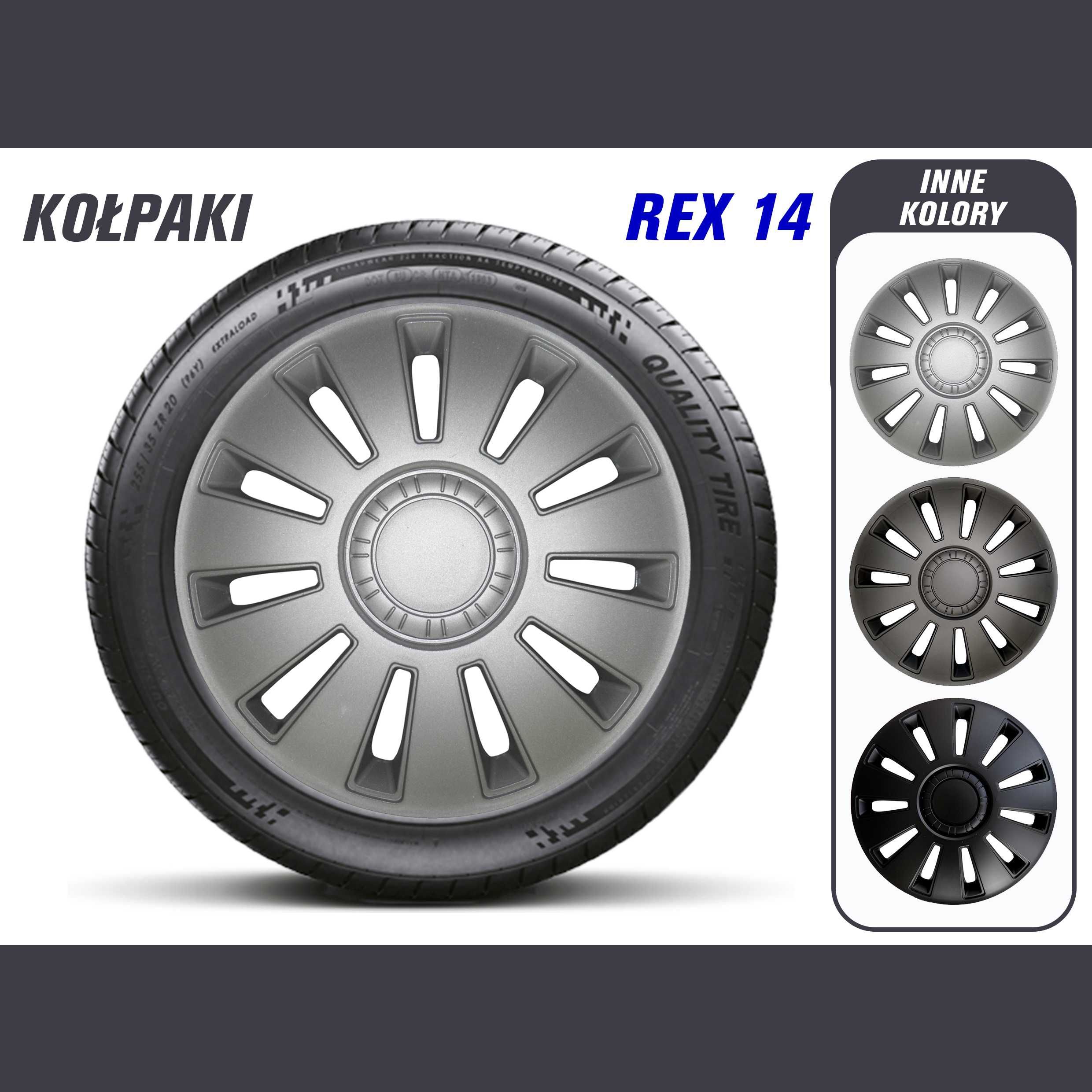 Ковпак Колісний Рекс R14 сірий, чорний, графітовий, білий.