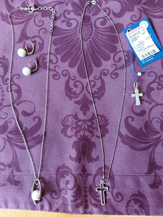 Золотий ланцюжок+кулон 583п.Срібні прикраси 925проба нові.