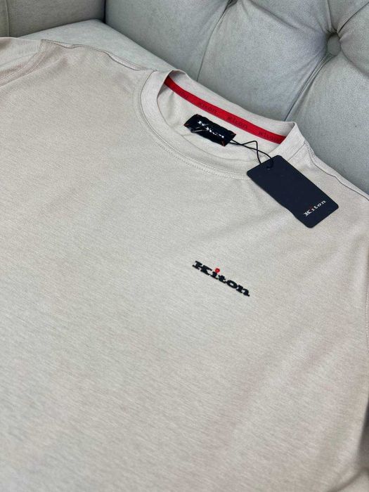 Мужская футболка Kiton бежевая футболка синяя футболка серая Китон