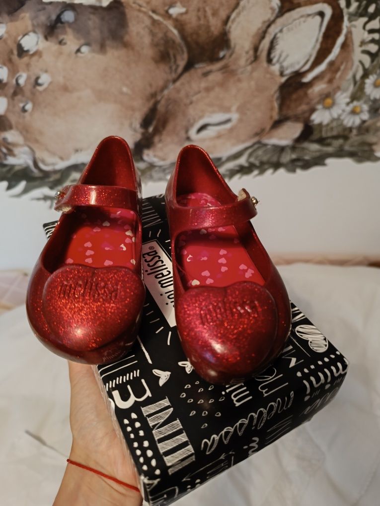 Baleriny balerinki mini Melissa Ultragirl heart M Red glitter ORYGINA