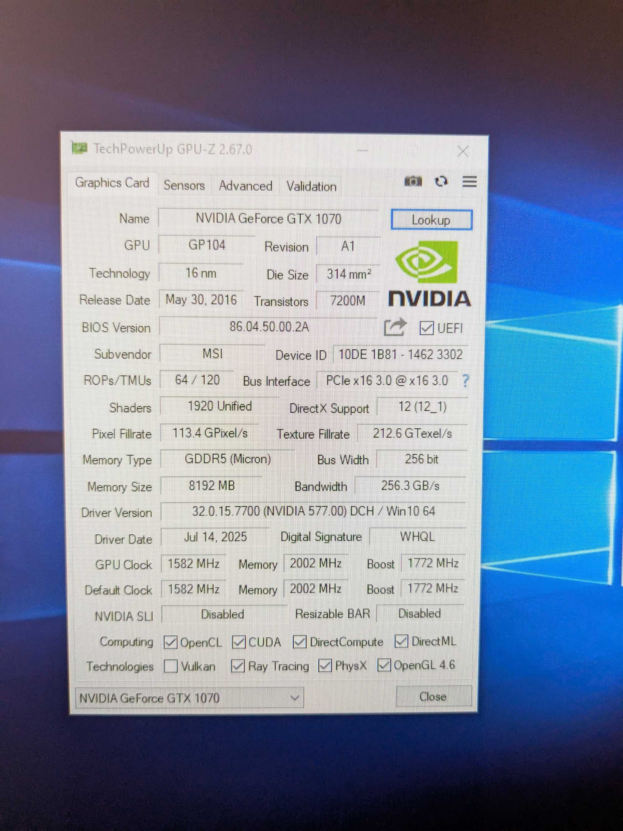 GeForce GTX 1070 GAMING X 8G