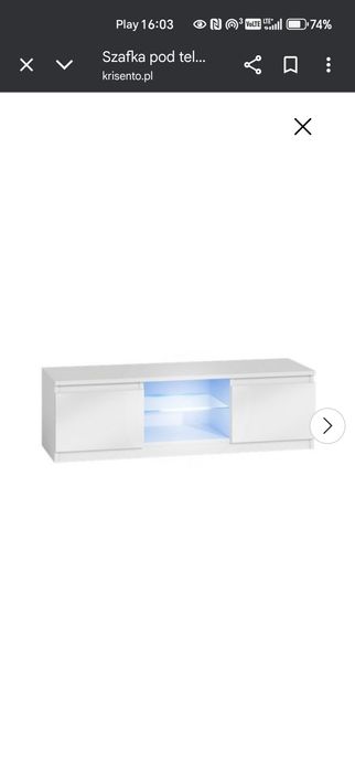 Szafka rtv półka komoda biały połysk podświetlana