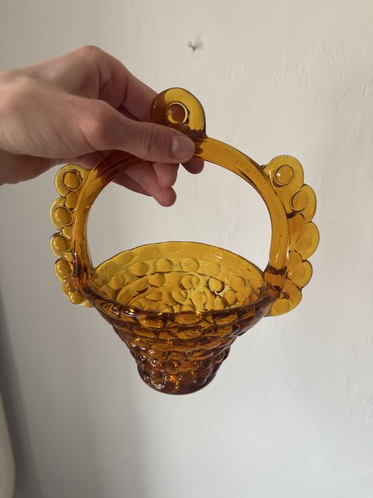 Цукерниця/ ваза для солодощів/ цукерниця з чеського скла/скляний кошик