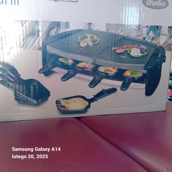 Reclette grill 1300w na 8 osób z kamieniem do grzania potraw