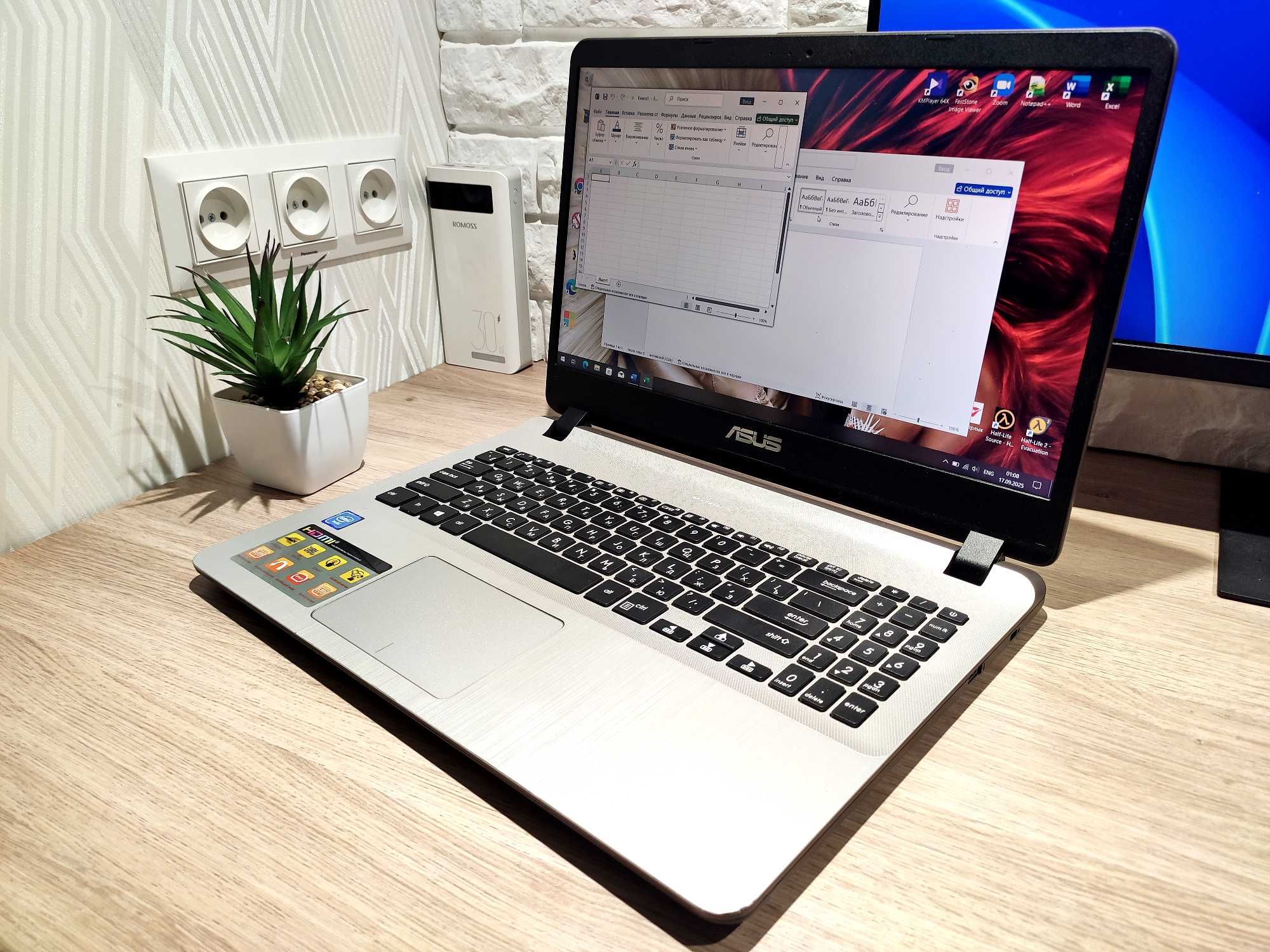 Для работы и учебы ASUS 15.6|FHD|N4000|DDR4|SSD240|+ запас под апгрейд