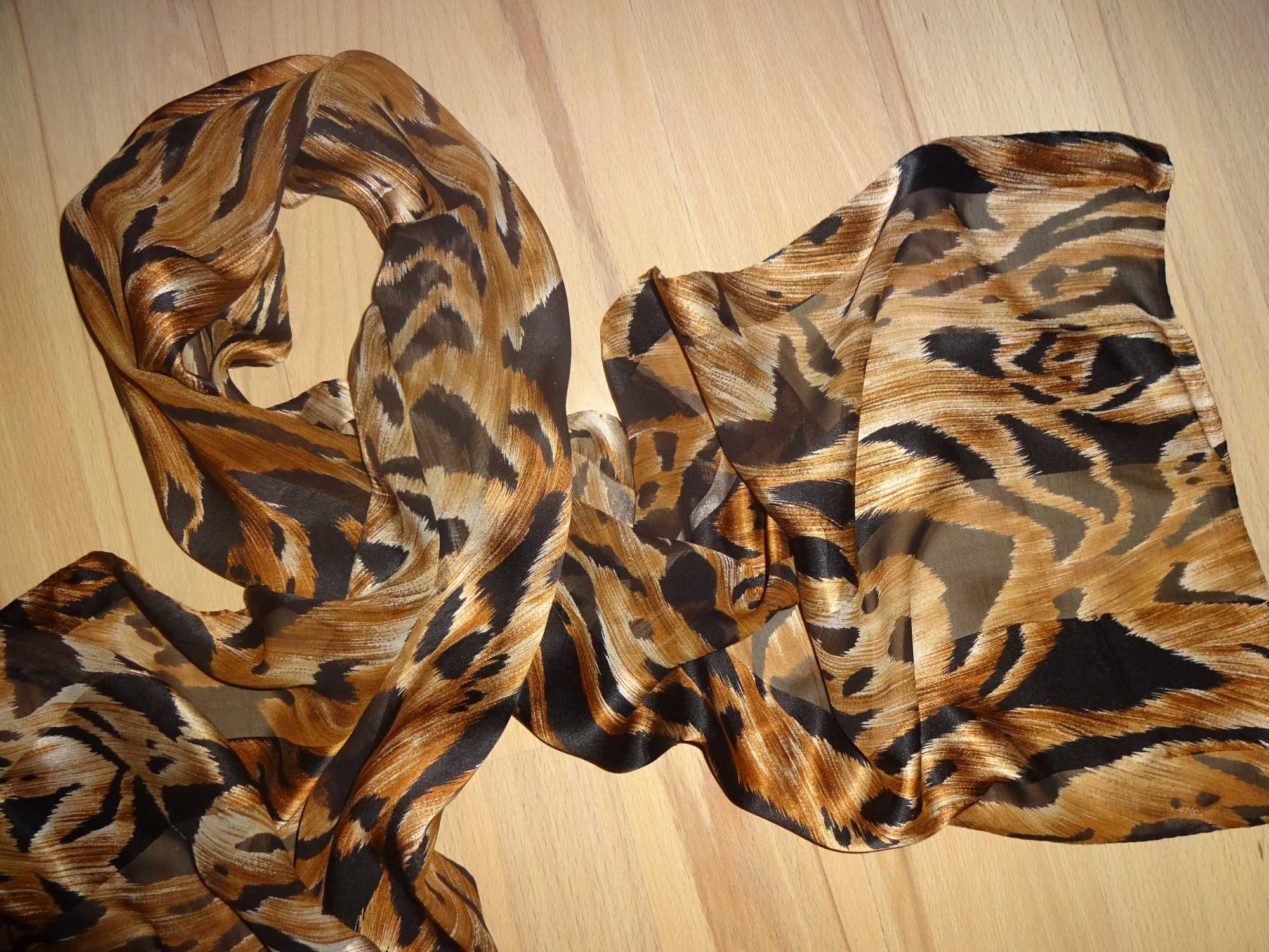 JOHN LEWIS 100% Silk jedwabny szal szalik apaszka panterka cętki
