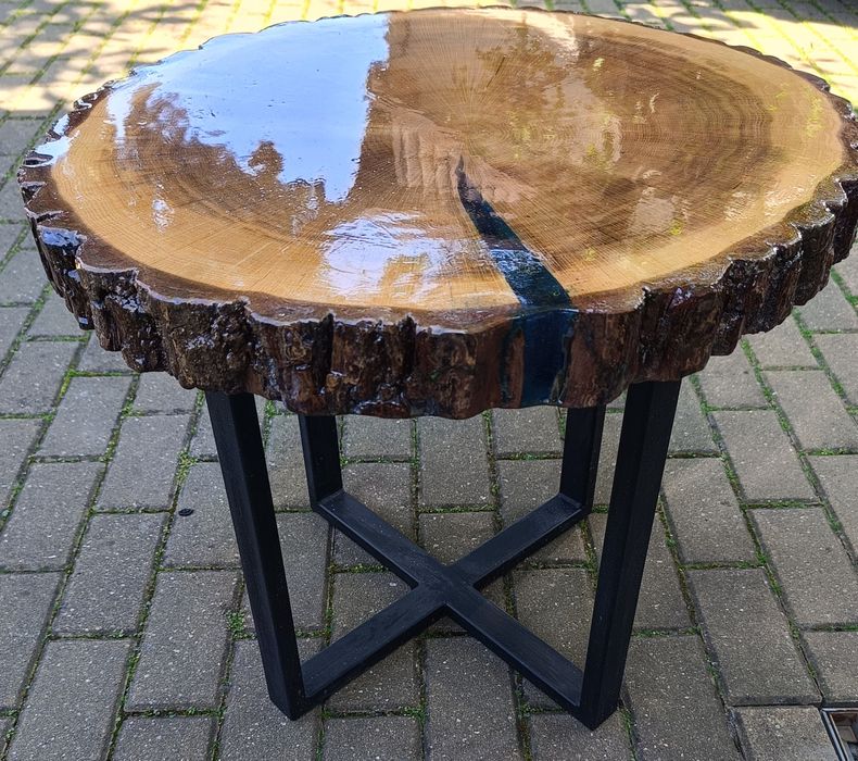 Stolik kawowy plaster drzewa (dąb) - żywica epoxydowa na grubo