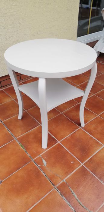 stolik okrągły atr deco drewniany ława stylowa nogi giete ludwik