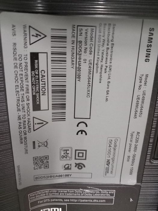 TV Samsung 49" com avaria