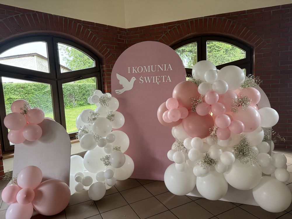 Ścianka dekoracyjna Komunia komunijna urodzinowa balonowa