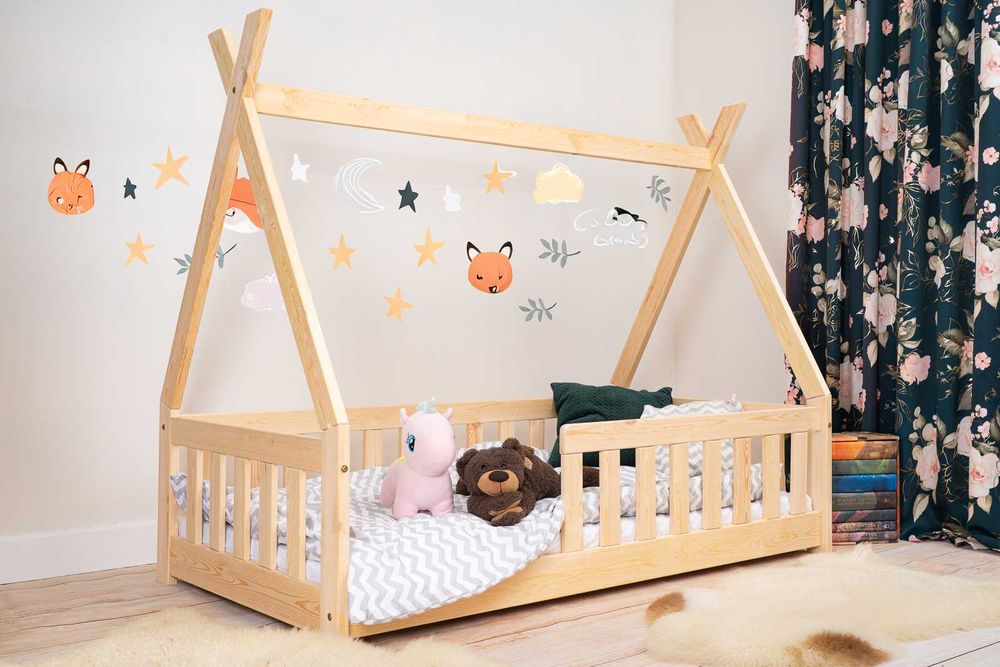 Łóżko dziecięce z barierkami Tipi Kojec 140x7o,160x80,180x90 lupilo