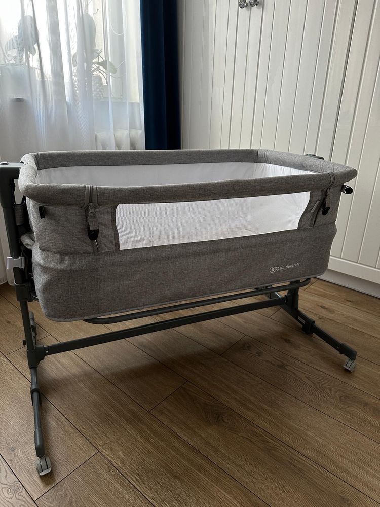 Łóżeczko dostawne kinderkraft neste up grey light melange + materacyk