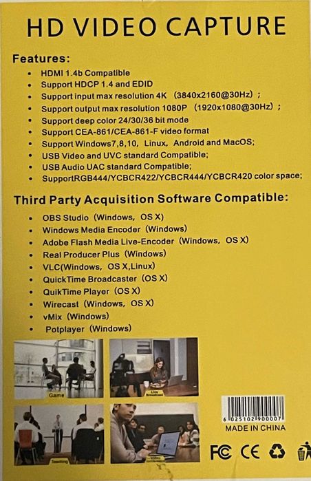 Placa Captura 30fps Hdmi Full Hd 1080p 4k Live Stream