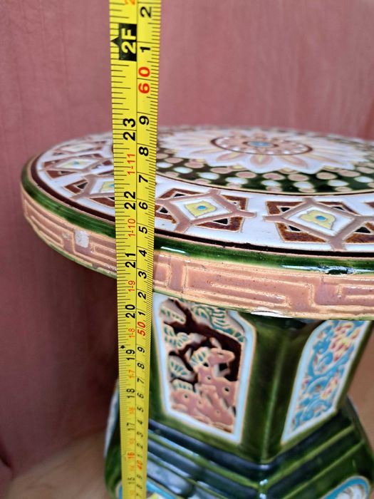 Антикварный керамический стол Майолика Птицы Животные. Нидерланды.