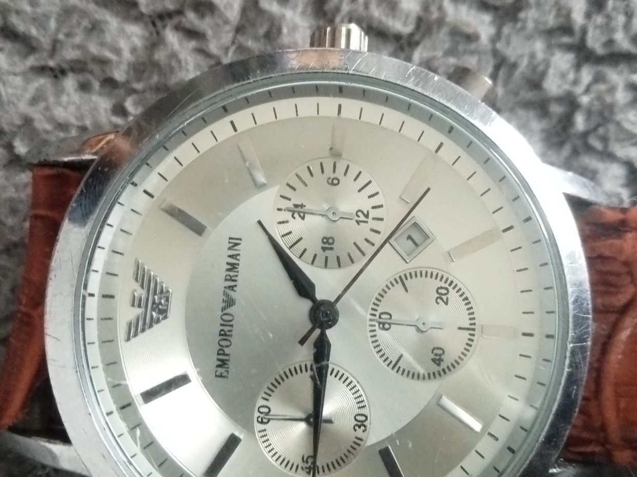 Zegarek męski Emporio Armani 1597G pasek Vera Pelle naręczny