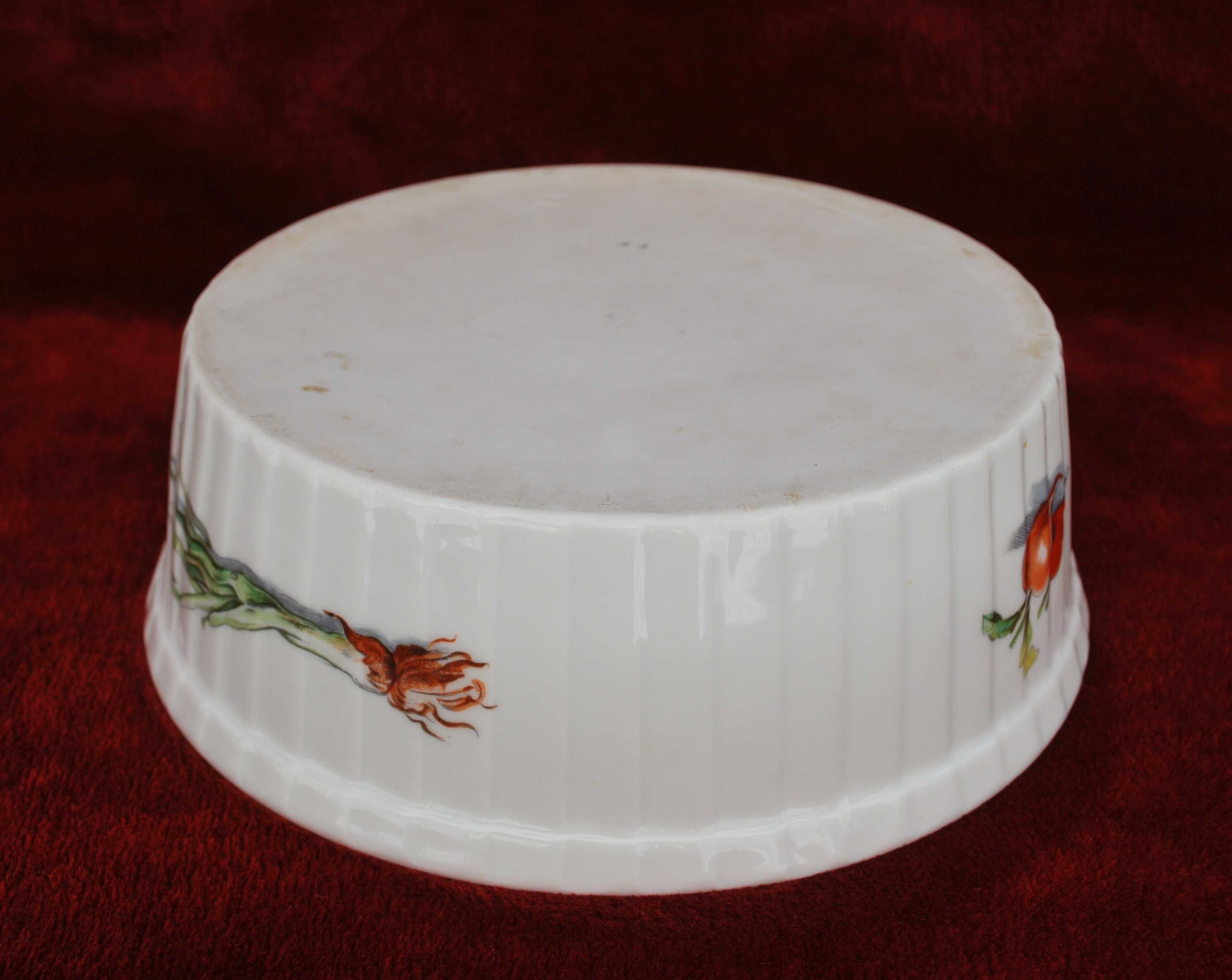 Taça/saladeira de louça decorada com motivos - anos 60