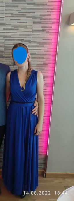 suknia wieczorowa maxi długa chabrowa brokatowa rozm S