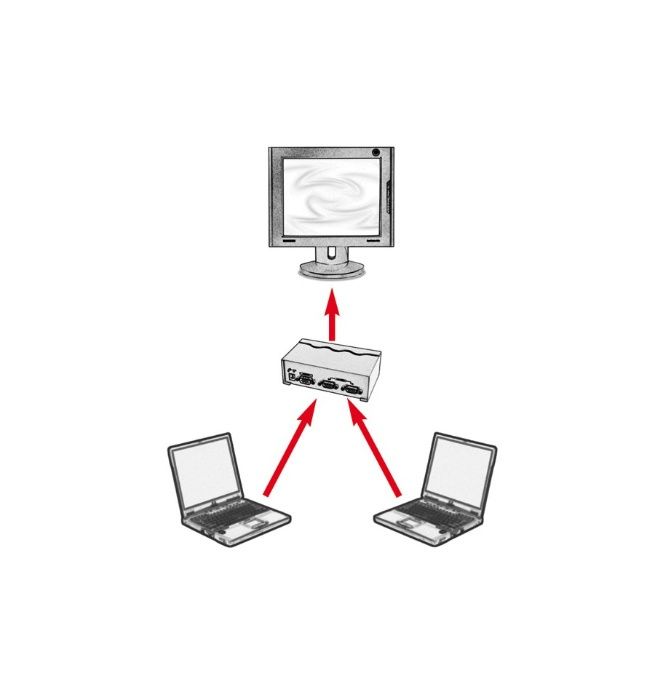 Video switch para ligar 2 pcs a 1 monitor Modelo Roline 230v 2 Port