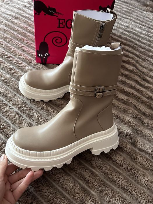 ЗНИЖКА Демі черевики 37/38р з натуральної шкіри [чоботи осіннє взуття]