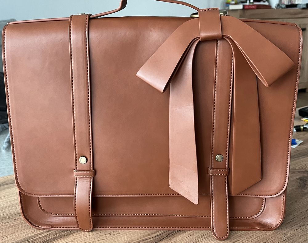 Torba  Ecosusi na ramię Vintage, torba na laptopa do 14 cali z kokardą