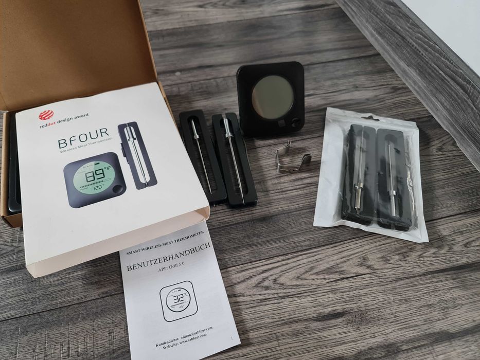 BFOUR Termometr radiowy wędzenia, grilla z 4 zzujnikami