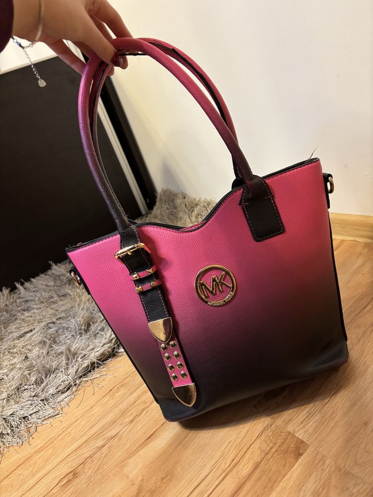 Torebka shopperka ombre mk sztywna szoperka na ramie inna a4
