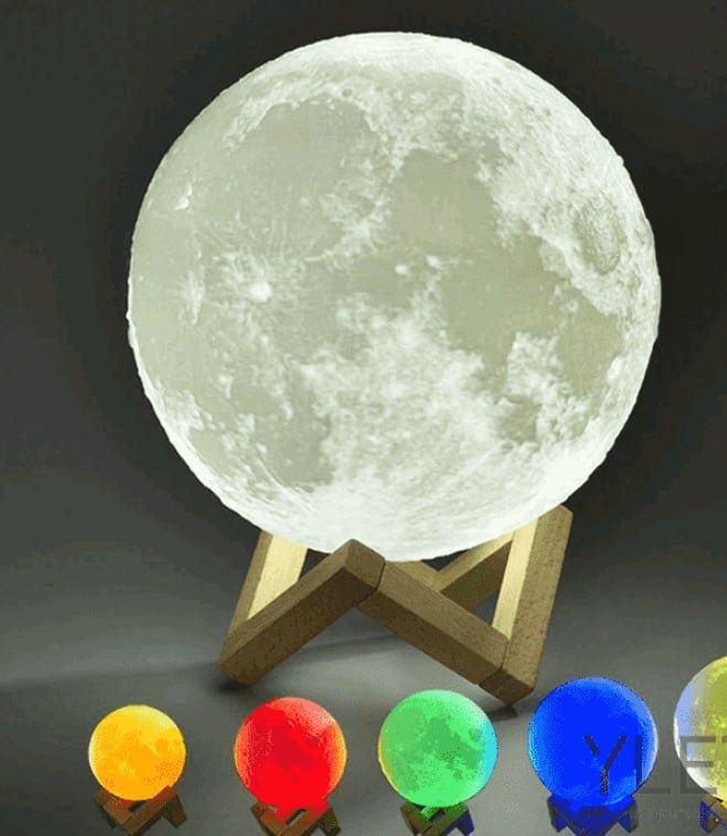 Нічник місяць на підставці 15 см, світильник 3D Moon Lamp від USB