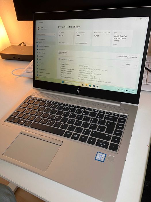 HP EliteBook 840 G5 / i7-8650U / 512Gb SSD/ 16Gb RAM/bardzo dobry stan