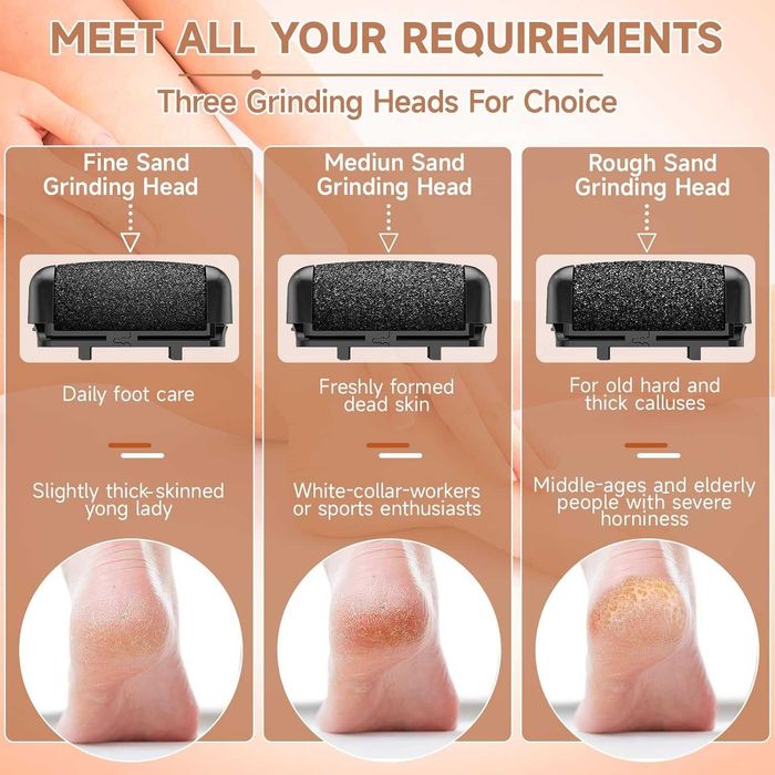 Elektryczny zdzierak do stóp AdamPark, ładowalny  wodoodporny pedicure