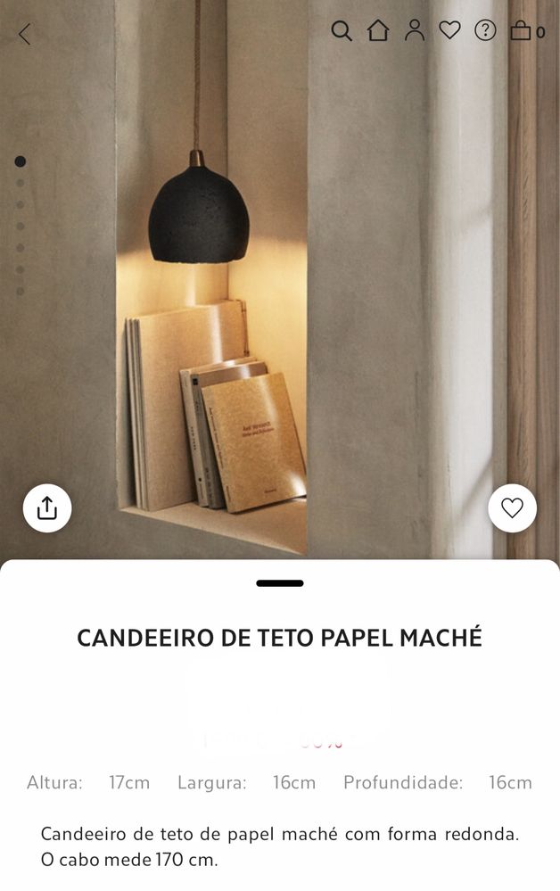 Candeeiro De Teto Papel Maché Zara Home NOVO