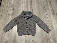 Gruby ciepły szary sweter kardigan dla chłopca f&f 92/98